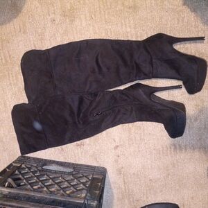 Charlotte Russe Black Over the Knee Velvet Boots